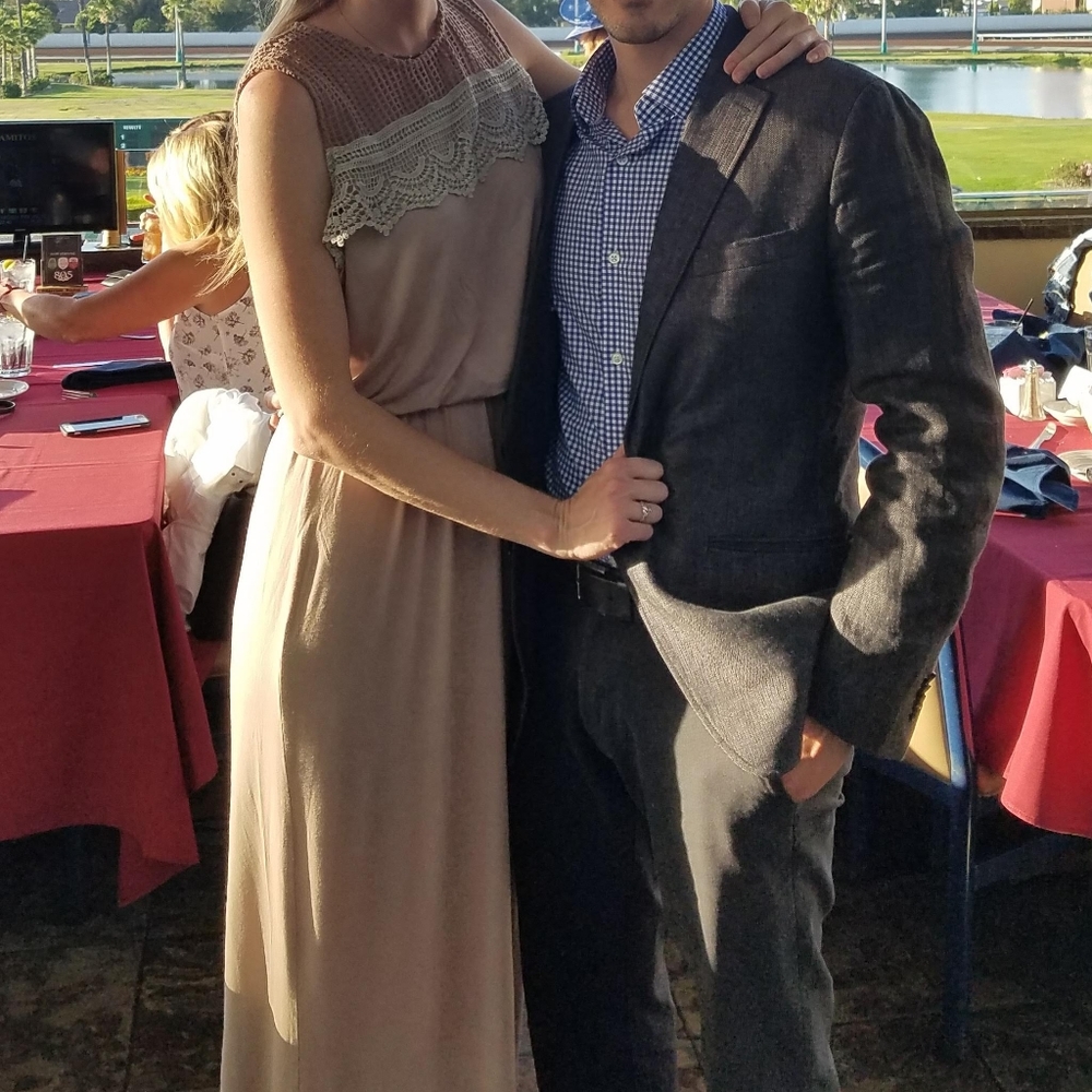 Mauve Light Pink Maxi Dress with Lace Accents - M - Picture 8 of 11